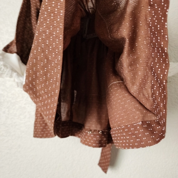 MINI WORLD x VINTAGE Brown Swiss dot white lace collar trim dress 2T - Picture 7 of 8